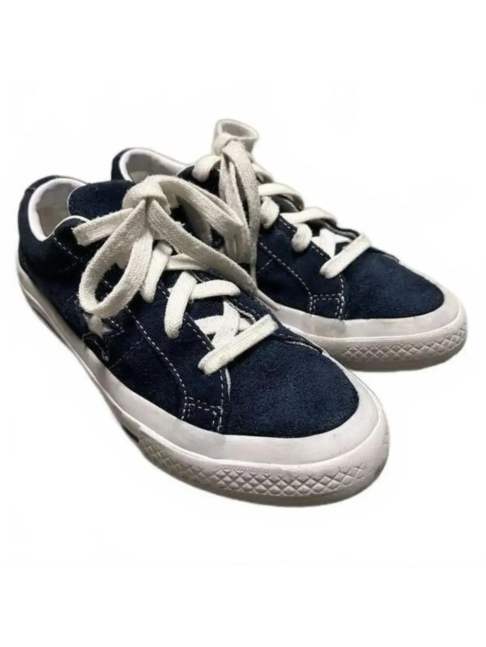 Converse Chuck Taylor Leather All Star Navy Blue White Suede Sneaker Shoe 1.5